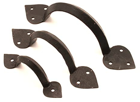 Infinity Decor Hand Forged Iron Handle - Cupboard Cabinet Door Pull Handle - Spear Leaf Arrow End 4 6 8 Beeswax (4 - 100mm)