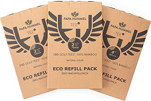 Papa Hummel – Premium Golf Tees Holz Nachfüllpack, 54mm - 240 Stück | 70mm - 160 Stück | 101mm - 100 Stück, Für Einen Idealen Abschlag, Bruchfest & Ökologisch Durch Flexiblen Bambus (70mm)