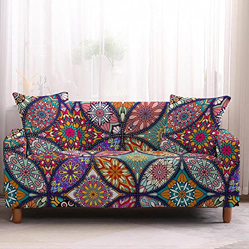 LNXSESN Sofabezug Böhmisch Bunt Sofa überzug Stretch Elasthan Sofaüberwurf Abnehmbare Waschbar Couch überzug Anti Rutsch Sofaschoner Moderne Sofa Cover Universal Couch überwurf 2 Sitzer