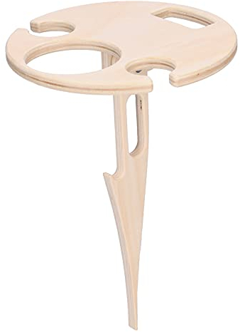 Tavolo da Vino Portatile da Esterno, 11,8x7,9 Pollici Mini Tavolo da Picnic Pieghevole Legno per Vino Portabottiglie Pieghevole per Bicchieri Vino Porta Spuntino per Formaggi per Spiaggia