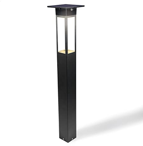 esotec Solarleuchte für außen TARANO 84 | PIR Bewegungsmelder LED-Standleuchte Solar Außenleuchte Gartenbeleuchtung Gartendeko | METALL Akku IP44 wetterfest schwarz H=84cm 102745
