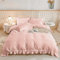 3 Pieces Pink Ruffle Bedding Set with 2 Pillowcase Frills Duvet Cover with Zipper Closure Soft Microfiber Duvet Cover Set King 220x230 cm