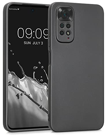 kwmobile Handyhülle kompatibel mit Xiaomi Redmi Note 11 / Note 11S Hülle - weiche Silikon Case metallisch schimmernd in Metallic Grau