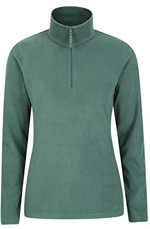 Mountain Warehouse Camber Half Zip Women's Fleece - Lightweight, Warm & Cosy Half Zip Sweatshirt Top - Best for Camping, Outdoors, Travelling & Hiking Khaki L