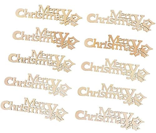 10 StüCke Frohe Weihnachten Schriftzug Holz Chips Namensschild Zuhause Weihnachten DIY Dekorationen