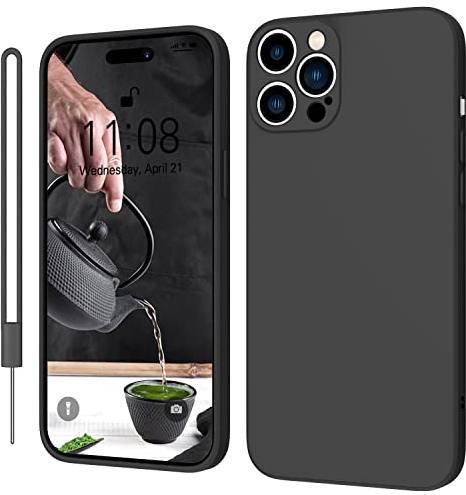 KPPIT iPhone 14 Pro Hülle Silikon Case,黑色Hanyhülle [Kameraschutz] [Mikrofaser] [Kratzfeste] Rundumschutz Case Schutzhülle Hülle für iPhone 14 Pro(6.1 Zoll) Schwarz