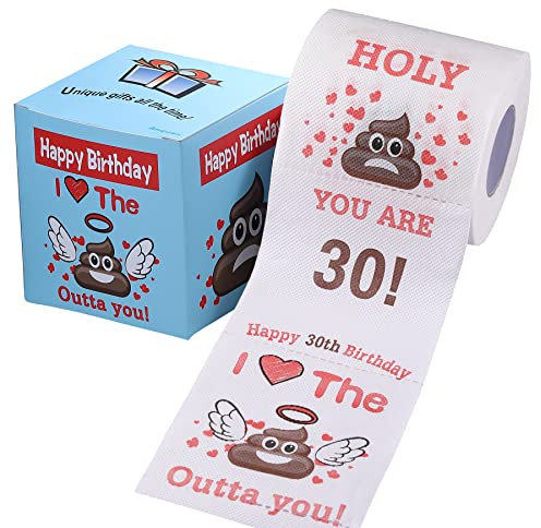 Anquan Lot de 200 feuilles de papier toilette pour 30e anniversaire Blanc 1 épaisseur