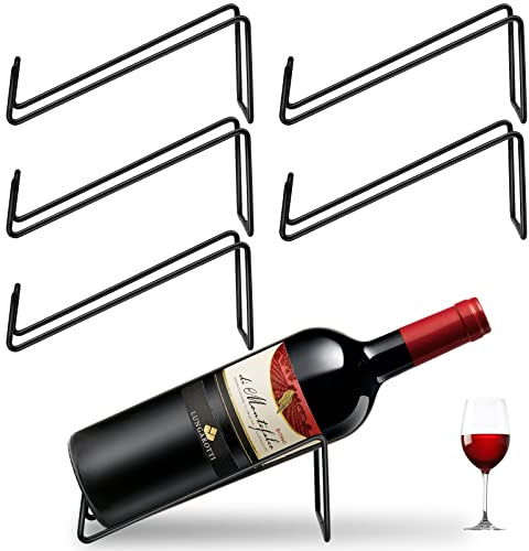 Akamino 6 x Weinflaschenregal, einzelner Weinhalter, Ständer für Tischdekoration, einfacher Stil, Stahldrahtregal, moderner schwarzer Metall-Wein-Organizer für Zuhause, Bar und Küche