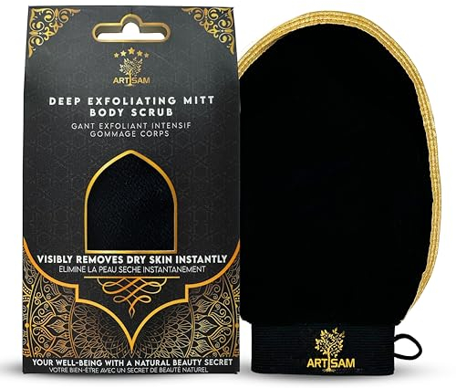 Gant exfoliant noir - La solution tout-en-un pour une peau douce et radieuse - Gant Kessa Gommage Corps Et Visage Femme Et Homme - Qualité Premium Douche Hammam Sauna Spa - Soin beauté (1 pièce)