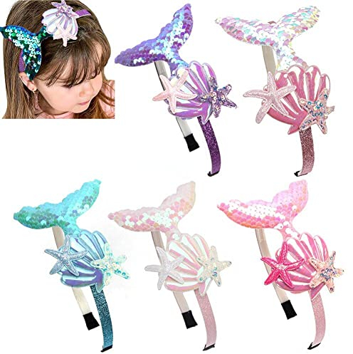 Danlai Meerjungfrau Schwanz Stirnband 6pcs Pain Hairband Hair Accessoires Foto Prop Mermaid Theme Party Lieferungen Für Kinder Mädchen Frauen