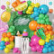 Jobkoo Tropical Balloon Garland Kit, Hawaiian Luau Summer Balloon Arch Teal Pink Orange Yellow Rainbow Balloons with Pineapple Cactus Lemon Balloon for Hawaii Aloha Beach Pool Party Decorations
