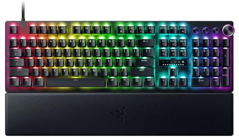 Razer Huntsman V3 Pro Esports Gaming Keyboard: Analog Optical Switches with Rapid Trigger & Adjustable Actuation - Media Keys & Dial - Doubleshot PBT Keycaps - Aluminum Top Plate - Wrist Rest