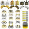 DPKOW Schwarz Gold Silber Silvester Deko 2025 Neujahr Silvesterdeko Accessoires Silvester Partyhüte Happy New Year Haarreif Silvester Brille Silikonarmband Tröten für Deko Silvester Party 2025