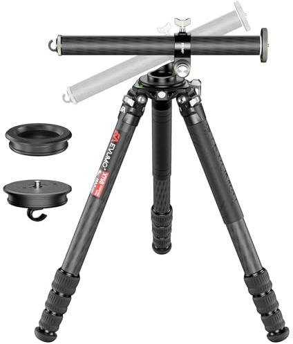 EVUMO Carbon Fiber Stativ mit horizontaler Mittelsäule, 81.9'' Professional Heavy Duty Carbon Bowl Tripod Stand für Canon Nikon Sony DSLR Kamera, Video Camcorder