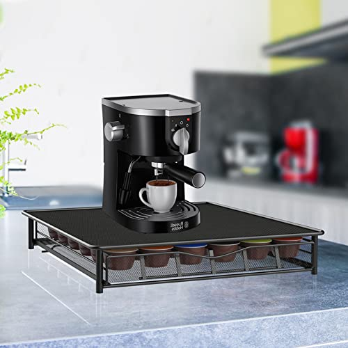 Padhalter | Tolle Geschenkoption-Halterung stapelbar – Regal mit Netzschublade – Halterung für Kaffeemaschine mit Kapsel-Organizer-39 * 35 * 7,5 cm (36 Stück-schwarz)
