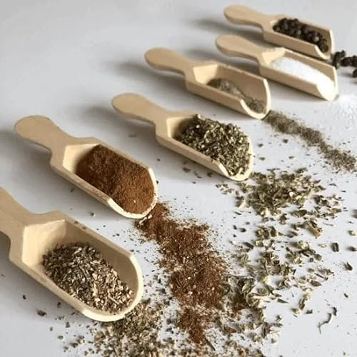 6 Cucchiaini in Legno, Piccoli Sali da Bagno per Barattoli di Spezie, Farina, Honey, Caffè