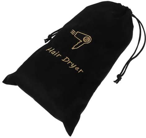 Ipetboom Schwarze Haartrockner Aufbewahrungstasche Mit Kordelzug - Samt Tragbarer Föhn Organizer für Reisen Vielseitige Tasche Aus Leinen Ideal für Haartrockner und Make-up Utensilien