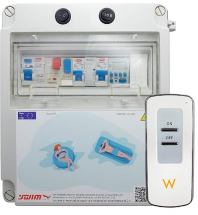 Tableau électrique pour piscine éclairage et moteur | Garde-moteur et transformateur | Contrôleur ON/OFF | Contacteur pour moteur et chlorateur | 60 W 12 DC | Pompe à eau + 2 CV 9-14 A
