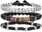 Dazylleco Set di 3 Bracciale da Uomo Bracciale Pietre Naturali Bracciale a Catena Cubano Bracciale in Corda Regolabile Regali di Gioielli Fatti a Mano per Uomo(24014)