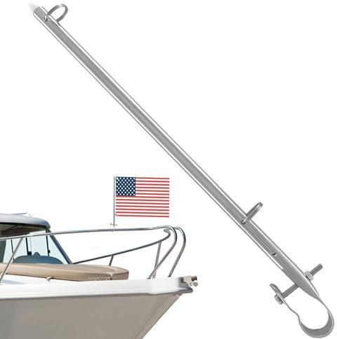 Support de drapeau de bateau – Support de bannière, poignée de rail universelle | Support de poteau en acier inoxydable 304, base de mât de drapeau montée sur rail de 40 cm pour marins, bateaux de