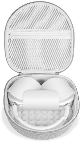 Case for Apple Airpods Max Headphones, Travel Portable Headphone Hard Case Cover Bag, Mesh Pouch with Zipper for Charger and Accessories (Gray)