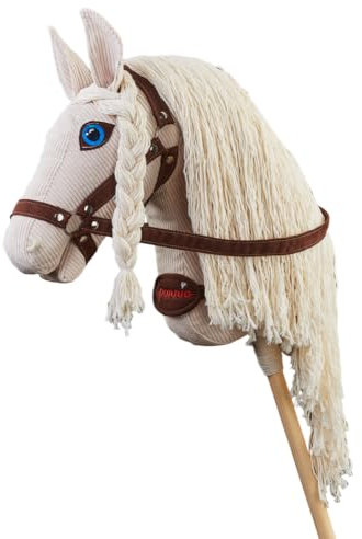PONNIE Steckenpferd Ponnie Snow White A3, Hobby Horse, Pferde Spielzeug für Kinder, mit handgemalten Augen, hergestellt in Einer geschützten Werkstatt