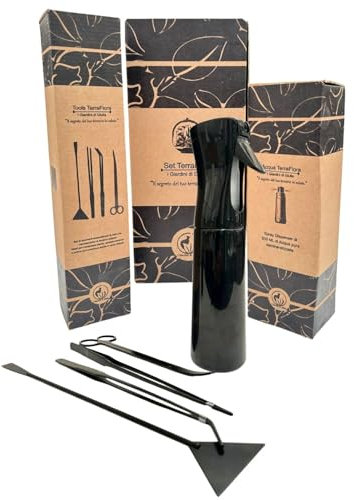 Kit d'accessoires pour terrarium, 4 outils de précision, pulvérisateur de 500 ml, 100 g de charbon actif