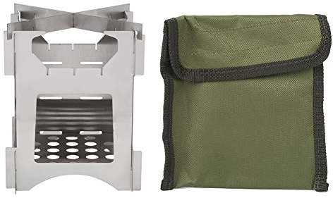 Stainless Steel Portable Folding Wood Burning Stove - 10x10x12.7cm/3.9x3.9x5.0in for Outdoor Camping, Travel, Hiking & Picnic