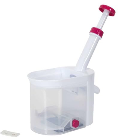 LILY COOK, KP0056, Dénoyauteur Ergonomique pour Cerises, mirabelles et Olives, avec bac de Collecte et Ventouse pour stabilité, idéal pour pâtisserie, Blanc, Taille Unique
