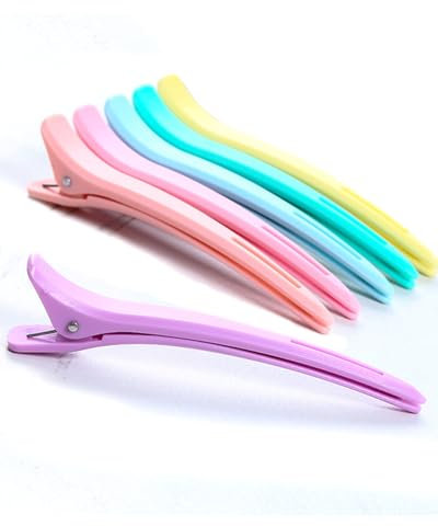 KGDUYC 6 Pièces Pince Crocodile Cheveux, Macaron Pinces à Cheveux Antidérapantes Sans Trace de Canard, Plastique Coiffeur Pince, Pinces Cheveux pour Femmes Filles Coiffure et Maquillage