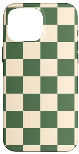 Green and Cream Classic Checkered Big Vintage Checkerboard Case for iPhone 16 Pro Max