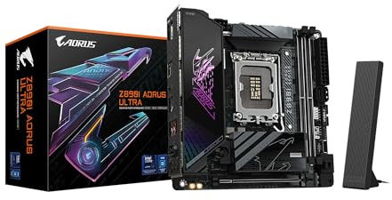 GIGABYTE Z890I AORUS Ultra Ultra Core (Serie 2) LGA 1851, Mini-ITX, DDR5, 2X M.2, PCIe 5.0, Thunderbolt 4, WIFI7, 2.5GbE LAN, EZ-Latch