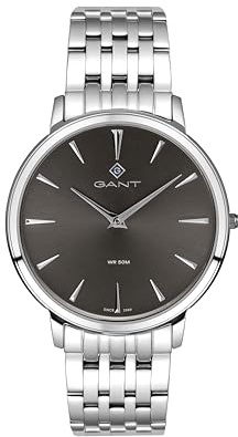 Gant Herren-Armbanduhr Naples-IPB 2-hand (ultra slim) 42 mm GehäusedurchmesserSilber Silber Gehäuse graues Zifferblatt Metallarmband, grey melé