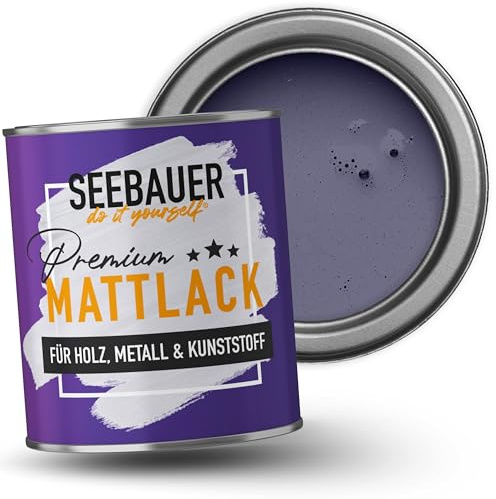 SEEBAUER diy Mattlack Lila 375ml für Innen & Außen (No. 912 Cosmic Dust) Möbelfarbe ohne Schleifen - Hybrid-Lack für Holz, Metall, Kunststoff - Holzlack, Möbellack hohe Deckkraft