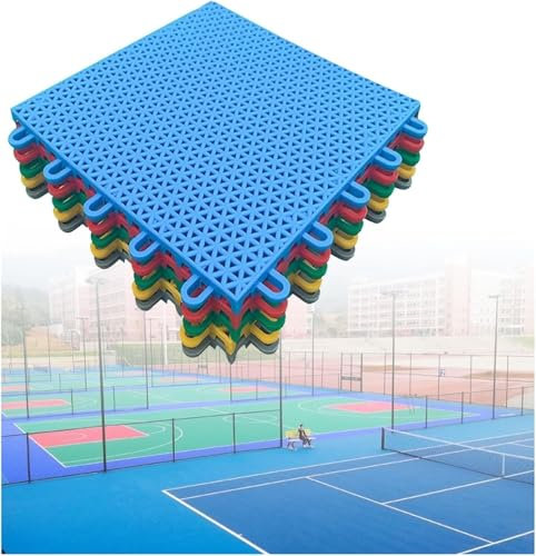 SSDDLZEQ 25CM Modular Interlocking Floor Tiles, Outdoor Basketball Court Badminton Court Weatherproof DIY Sport Court Tiles(Blue)