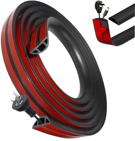 Flexible Cable Duct Base, 20mm (B) x 10mm (H) x 1m Mini Cable Duct, Cable Duct, Flexible Cable Cover, Self Adhesive, for All Cables, Household, Office, School, Cable Duct for Hiding 1 Cable, Black