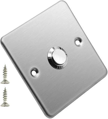 Daaxing Stainless Steel Switch Doorbell Panel with Button,Wall Mounted Doorbell Push Button Automatic Reset Switch,86 x 86mm (Silver)