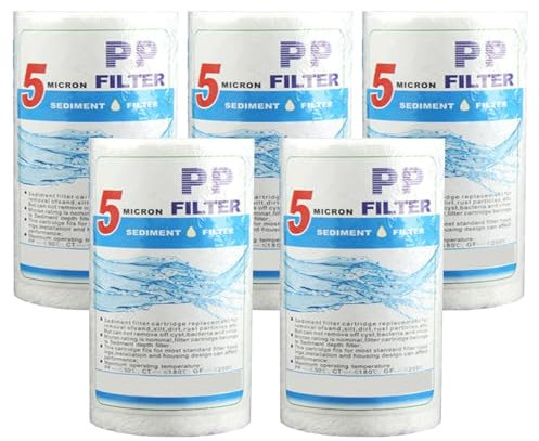 Filtre à eau à sédiments en PP toute la maison, 5 x 2,5, cartouche remplacement filtre à eau 5 pouces, filtre à eau remplacement pour évier, paquet 5(5 micron)