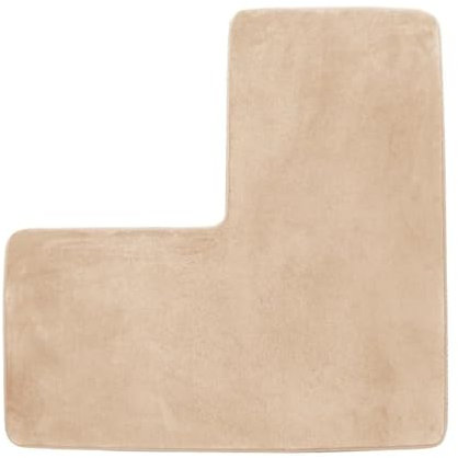 KTLCNDF Tapis De Bain d'angle en L - Antidérapant, Super Absorbant Et Lavable en Machine | Tapis De Sol Doux Et Moelleux for Douche, Chambre Et Espaces en L(Beige)