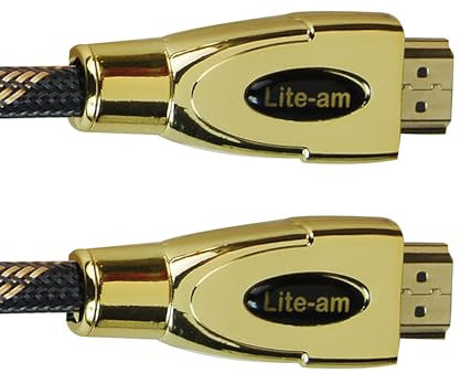 Lite-am Premium HDMI 2.0 Cable 4K HDR ARC UHD 3D High Speed Gold Braided Cable For PPS5, PS4, PS3, Xbox Series X, Xbox One, Xbox 360, Smart LED TV, LCD TV, Sky Q Sky, HD Blu-ray Player (7m)