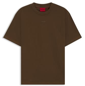 HUGO Herren Dapolino Relaxed-Fit T-Shirt aus Baumwoll-Jersey mit Logo-Print Braun M