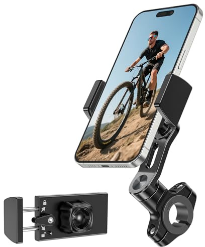 A2C Porta Telefono Bici MTB, 360° Rotabile Supporto Telefono per Manubrio Bici & Moto【Universale in Alluminio Anti-Vibrazioni】 Doppia Sicurezza Supporto Cellulare per Bici per Smartphone 5.8-6.9
