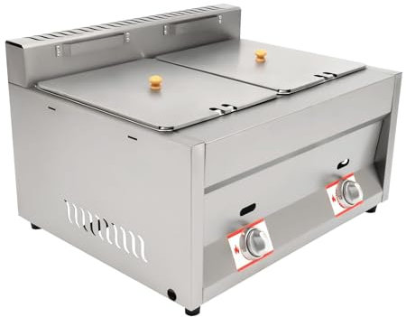 YOIUTRGDK Friggitrice a Gas a 2 vasche, friggitrice a Gas da banco Commerciale, 12 Litri, Doppia Vasca, Macchina for friggere da Cucina, friggitrice Doppia in Acciaio Inossidabile for Mense