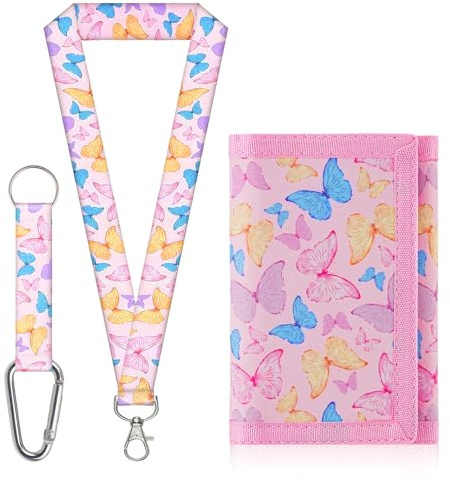 Aucuu Motiv Brustbeutel, Kinder Geldbeutel, Schmetterlings-Aufdruck Brieftasche, Kindergeldbörse, Portemonnaie mit Sicherheitsschnalle, Trifold Brieftasche Kleine für Jungen Mädchen Portmonee