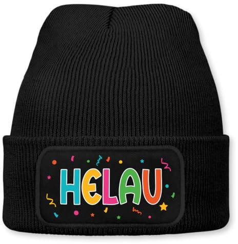 Prozente Momente Helau – lustige Wintermütze | Beanie für Damen & Herren, warm, elastisch & Unisex, Strickmütze mit Patch & Druck, perfekt für Après-Ski, Weihnachtsmarkt & Fasching, Karneval, Fasnet