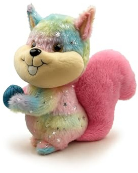 Landahl & Baumann Plüsch Eichhörnchen 25 cm mit Nuss – Weiches Kuscheltier in Lila, Flauschiges Stofftier zum Kuscheln, Spielen & Verschenken für Kinder & Erwachsene (Bunt)