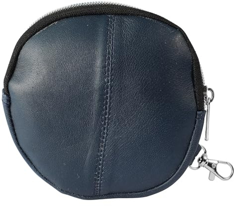 Excellanc Geldbörse für Damen aus Leder in Blau, Geldbeutel mit Reißverschluss in 11,5 x 11,5 x 2,5 cm