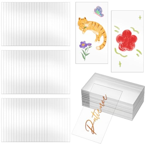 INTERWARM 240Pcs Clear Acrylic Place Cards, 9x5cm Blank Wedding Name Plates | 1mm Acrylic Table Number Cards, Clear Plastic Place Cards for Wedding DIY Table Setting Banquet Birthday Party