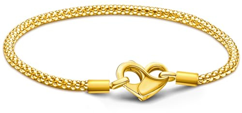 Infinity Nietenketten Charms Anhänger Gold Armband Herz 17CM Damen,ME Charm Moments Goldene Armbänder Sterling Silber S925,Schlangenkette Fake Bracelet,Armreif Schmuck,Geschenk für Frauen Geburtstag