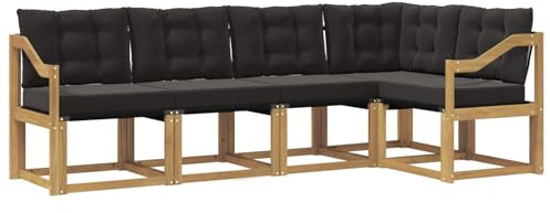 vidaXL Outdoor-Sofagarnitur mit Kissen 5 pcs Weiß und Schwarz, Moderne Garten-Sofaset, wetterfestes Möbel, Bequeme Liege, stilvolles Outdoor-Sitzen für Entspannung